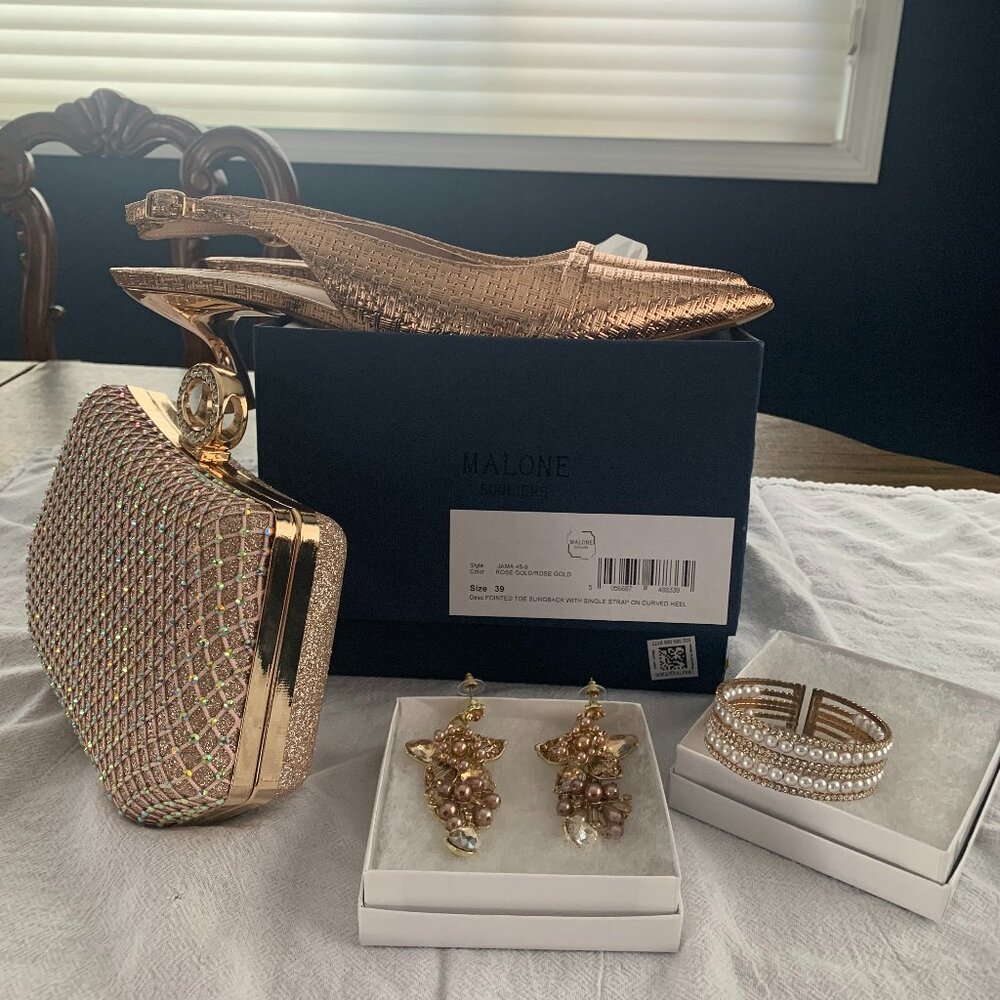 Rose gold evening clutch